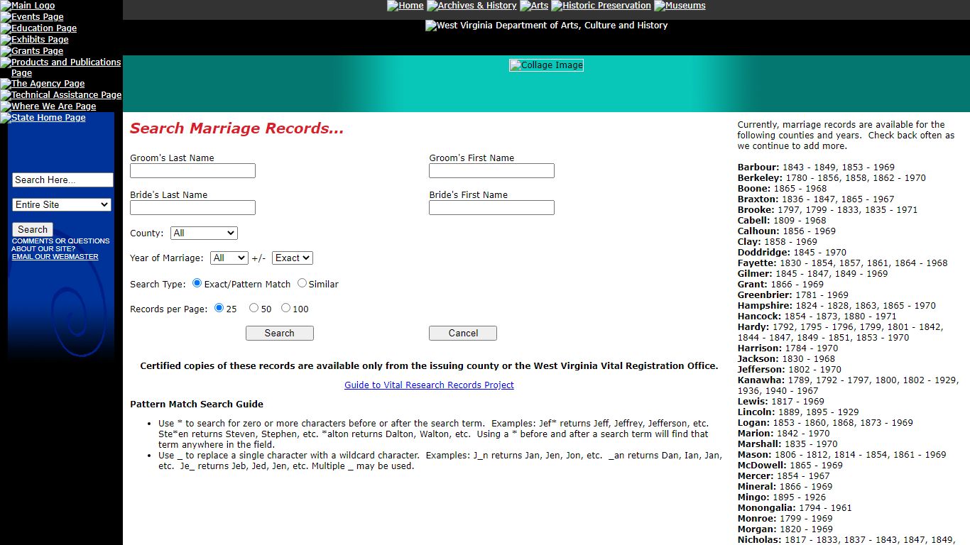 West Virginia Vital Research Records - Marriage Records Search