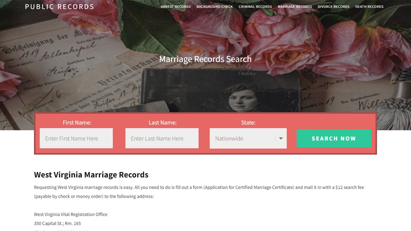 West Virginia Marriage Records | Enter Name and Search ...