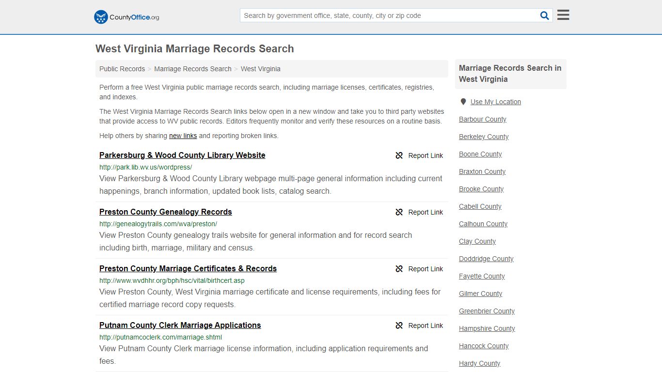 Marriage Records Search - West Virginia (Marriage Licenses ...